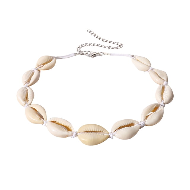 WORGEOUS Collar de gargantilla de concha para mujer, hecho a mano, moda de verano, collar con estilo de joyería (blanco)