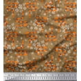 thumbnail image 1 of Soimoi Brown Modal Satin Fabric Leaves,White Floral & Snake Reptile Print Fabric by The Yard 42 Inch Wide, 1 of 3