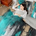 thumbnail image 5 of Manfei Abstract Brushstroke Twin Bedding, Teal Black Gold Ombre Bedding Comforter Set, Gray Reversible 7pcs, 5 of 6