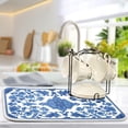 thumbnail image 4 of Blue White Porcelain Floral Dish Drying Mat for Kitchen Countertop 18x24 Rectangle Large Drying Mat Reusable Quick Dry Dish Sink Absorbent Mats Dishwasher Easy Clean Decorative Home Decor Essentials, 4 of 5