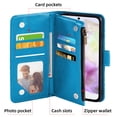thumbnail image 6 of Asuwish Compatible with Samsung Galaxy A35 5G Wallet Phone Case and Tempered Glass Screen Protector Flower Faux Leather Flip Credit Card Holder Stand Zipper Cell Cover for A 35 35A A355G Women Blue, 6 of 8
