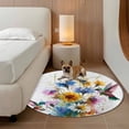 thumbnail image 2 of Hummingbird Round Area Rug 6Ft Washable Circle Rugs for Bathroom Office, Spring Farmhouse Oil Painting Sunflowers Non-Slip Carpet Floor Mats Indoor Outdoor Carpet Runner Aesthetic Home Decor, 2 of 8