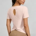 thumbnail image 7 of hotojiny Workout Shirts Women Stretchy Crew Neck Back Cut out T Shirts Athletic Short Sleeve Sun Protection Gym Running Yoga Tops, 7 of 7