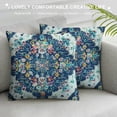 thumbnail image 3 of Creowell Teal Blue Mandala Boho Throw Pillow Covers Decorative Throw Pillow Case Cushion Cover Pillowcases for Home Decor Sofa Living Room Bed Couch Car,Multi-Size, 3 of 5