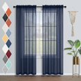 thumbnail image 1 of Navy Blue Sheer Curtains 84 Inch Length for Living Room Set 2 Panels Rod Pocket Nautical Masculine Light Filtering Dark Blue Semi Sheer Curtain Drapes 84 Inches Long for Kids Boys Bedroom Playroom, 1 of 5