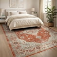thumbnail image 3 of ODIKA 8'x10' Washable Area Rug Non-Shedding, Easy Care, Vintage Boho Distressed Retro Border Textured Pile for King Size Bedroom Under Bed, Master Suite, 3 of 7