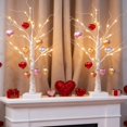 thumbnail image 1 of Árbol de abedul iluminado para decoración del día de San Valentín, 24 cm con adornos, paquete de 2, 1 of 5