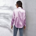 thumbnail image 5 of JWZUY Women's Casual Satin Silk Silks Long Sleeve Button Down Shirt Formal Work Blouse Top Drop Shoulder Solid Color Tops Purple M, 5 of 6