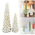 thumbnail image 2 of Christmas Tree Table Decorations Set of 2, 9.5",6.5" Glittered Xmas Pine Trees,Winter Snow Ornaments Tabletop Resin Trees Dinner Holiday Party Supplies Mantle Shelf Centerpieces Decor, 2 of 9