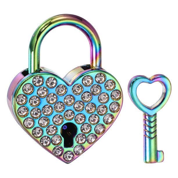 Candado Mini en Forma de Corazón Uxcell, Pequeño Candado Decorativo de Metal, Candados Mini con Llave para Diario, Maleta, Caja de Joyas, Mochila, Equipaje, Multicolor