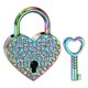 thumbnail image 1 of Candado Mini en Forma de Corazón Uxcell, Pequeño Candado Decorativo de Metal, Candados Mini con Llave para Diario, Maleta, Caja de Joyas, Mochila, Equipaje, Multicolor, 1 of 7
