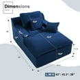thumbnail image 6 of BIGSYY Chaise Lounge Chair, Floor Sofa Bed, No - Assembly Modern Design for Adults, Comfortable Foam Seat for Living Room & Bedroom, Corduroy, Blue, 6 of 11
