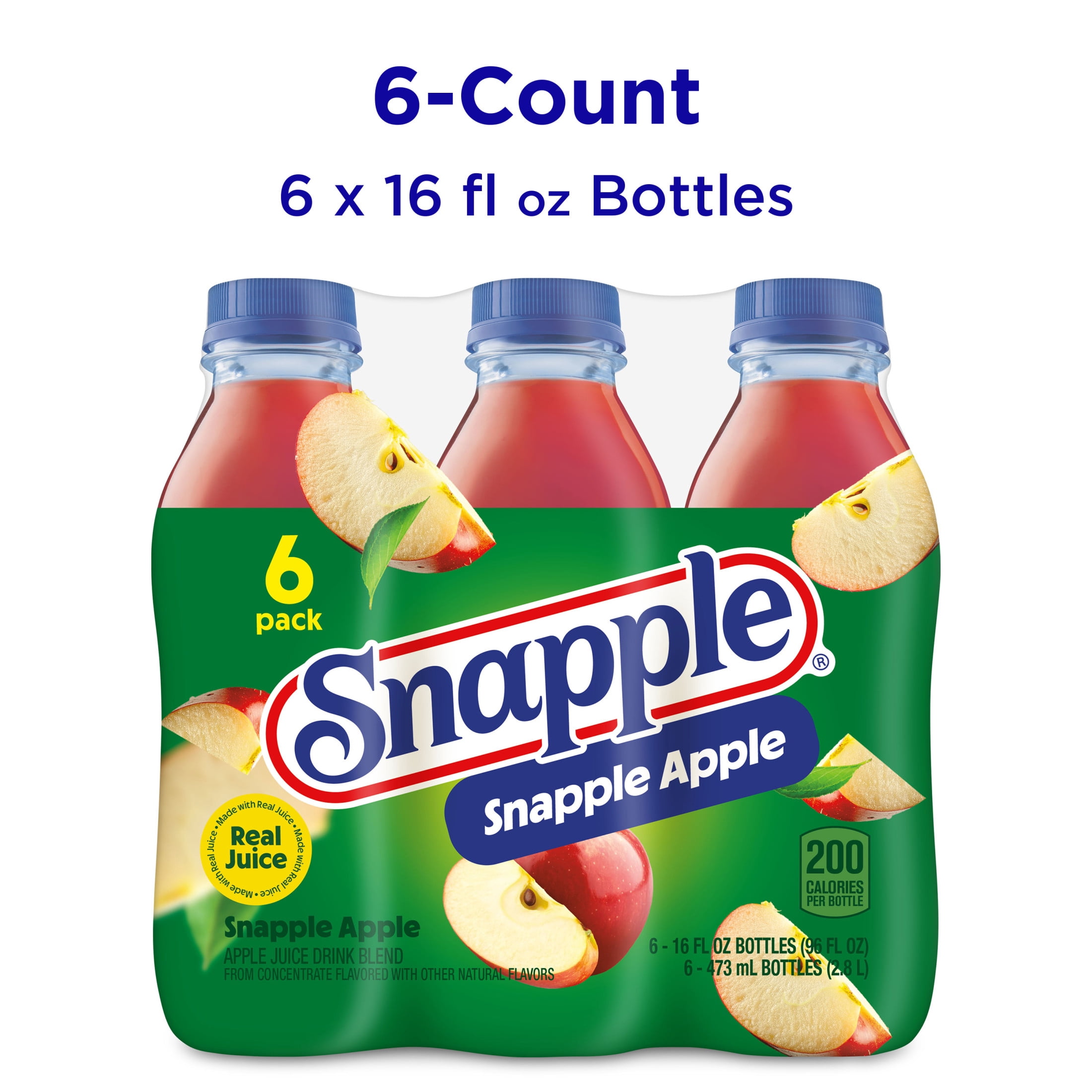 Snapple Apple Juice Drink, 16 fl oz, 6 Pack Bottles - Walmart.com