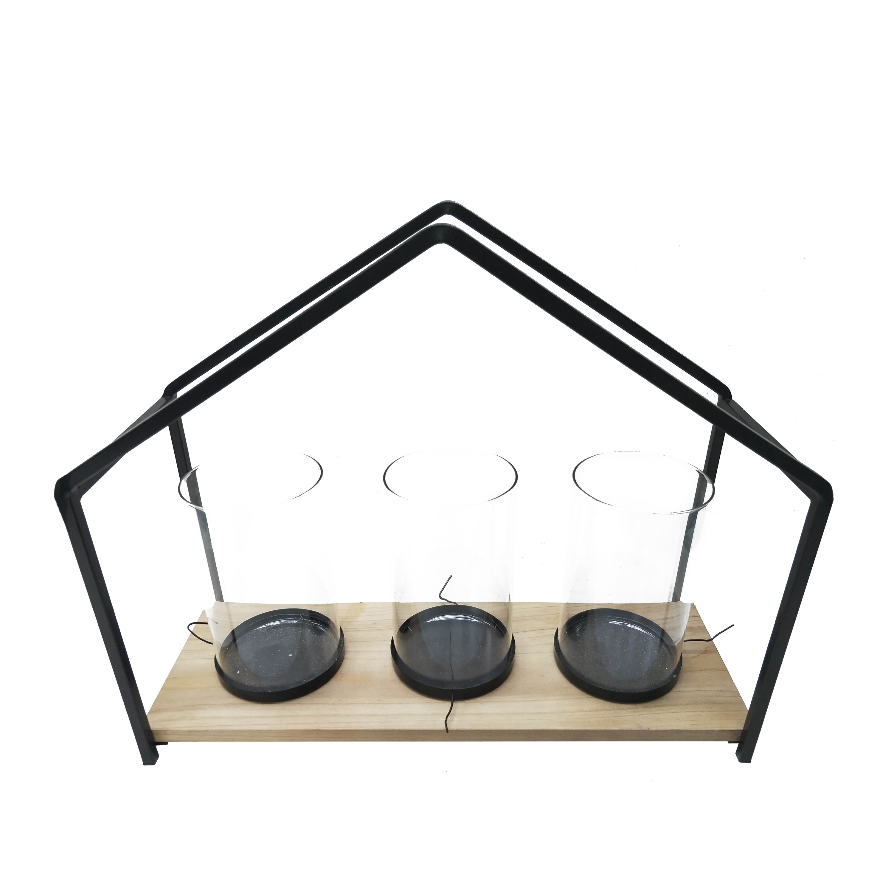 Buy Holiday Time Christmas Pine Bundle Hurricane Candle Centerpiece, Black & Red Online at