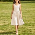 thumbnail image 5 of Jinhomg Girls Summer Striped Sundress 2026 Sleeveless Tank Dresses Flowy PLeated A Line Swing Sundress Casual Home Party Beach 5-15 Years Brown, 5 of 10