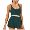 thumbnail image 2 of Riforla Maillots de Bain pour Femmes Robe de Bain Fendue Dos Nu Triangle Maillot de Bain de Plage avec Blocs de Couleur Maillot de Bain pour Femmes Vert G, 2 of 4