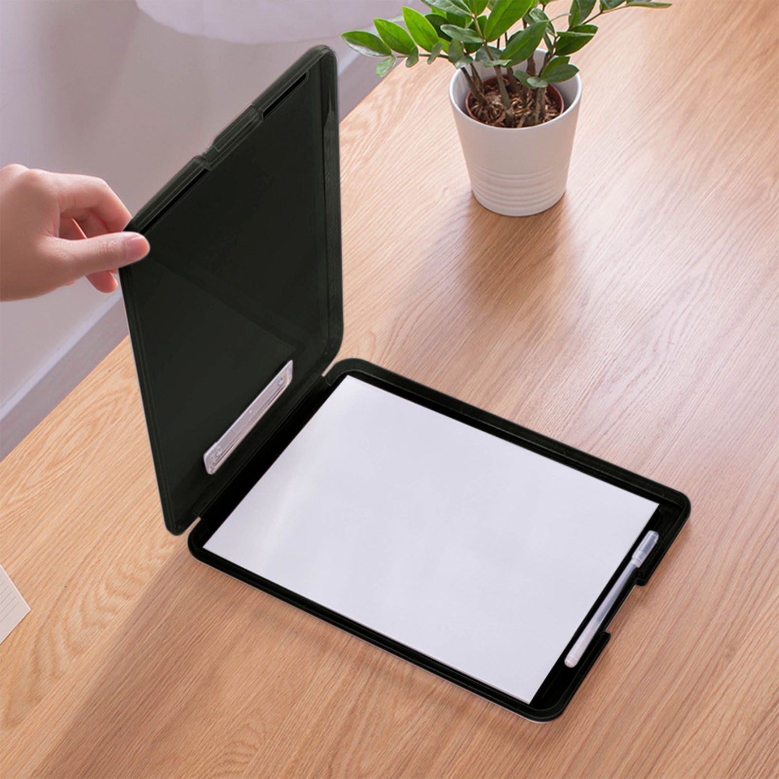 Byujiro A4 Plastic Clipboard Storage Box File Organizer Case with Built-in Clip, Waterproof Document Holder for Office, School, Home & Travel Paper Storage
