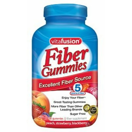 6 Pack - Vitafusion fibre Gummies supplément fibre Peach, arômes de fraise et de Blackberry 90 Chaque