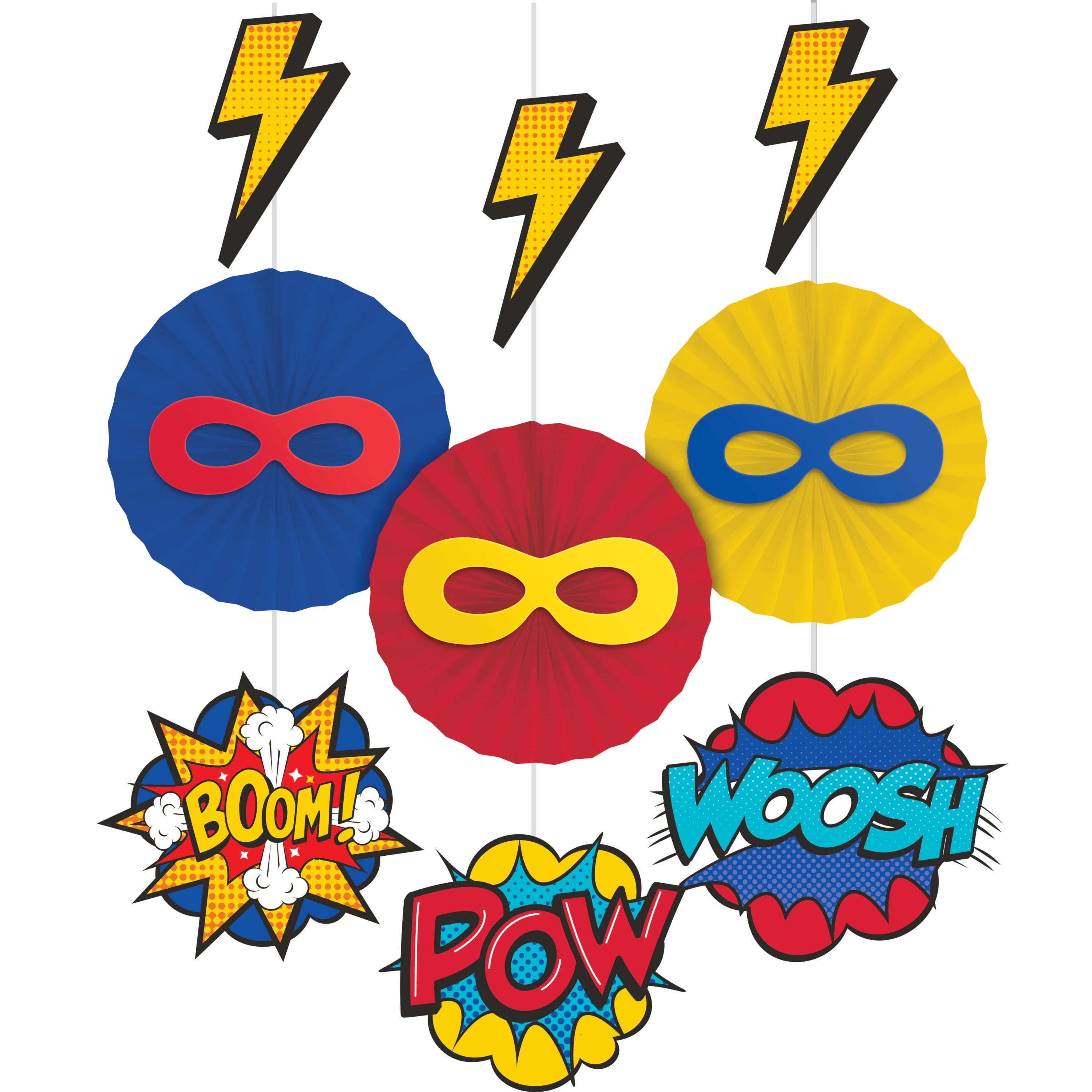 Creative Converting Superhero Party Hanging Decorations, 9 Count