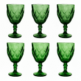 thumbnail image 1 of Juego 6 Copas de Vidrio Grueso con Diseño Diamante en Relieve, Capacidad 354 ml, Color Verde, 1 of 4