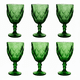 thumbnail image 1 of Juego 6 Copas de Vidrio Grueso con Diseño Diamante en Relieve, Capacidad 354 ml, Color Verde, 1 of 4