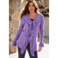 thumbnail image 3 of Roaman's Women's Plus Size V-Neck Ruffle Trim Tie-Front Cardigan, 3 of 3