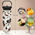 thumbnail image 2 of Cow Print Tumbler with Lid and Straw, Stainless Steel 30oz Tumbler with Handle, Brown Cow Print Travel Coffee Mug Water Bottle, Cow Gift Cups for Women and Girls, 2 of 5
