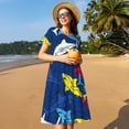 thumbnail image 4 of Balery Cartoon Shark Vestidos sueltos de manga corta para mujer, vestidos de verano 2025, vestidos casuales de corte A con vuelo., 4 of 6