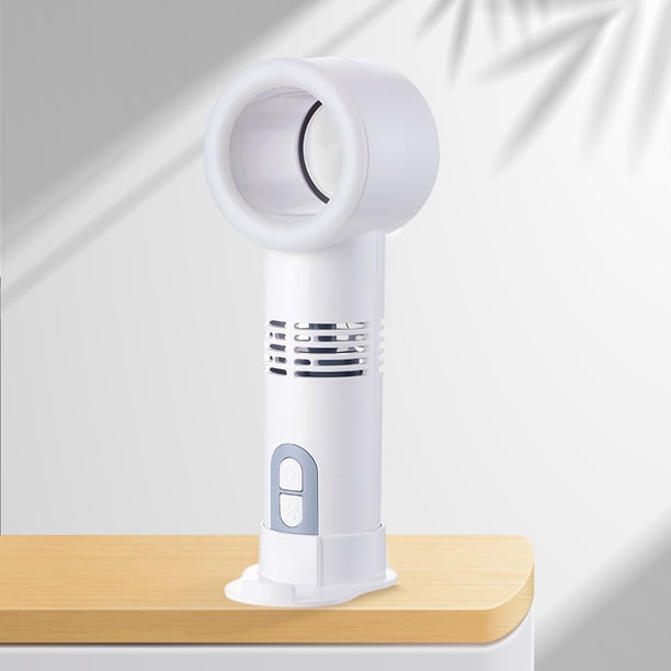 Ventilador de escritorio con luz LED y enfriador de mano sin aspas para fotografía de niñas (blanco)