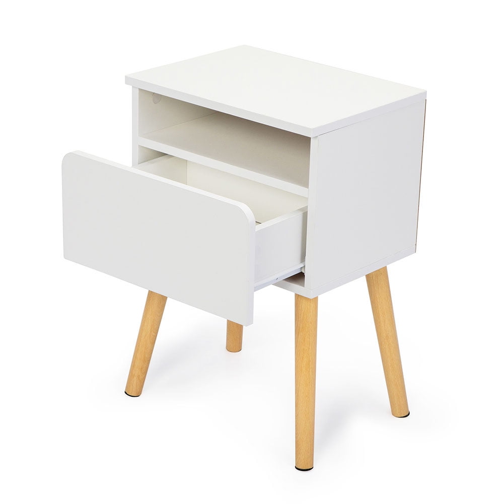 Kadyn Set of 2 Modern wood bedside tables, Bedroom bedside table with Drawer, Bedside Furniture for Living Room, White