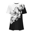 thumbnail image 4 of Nmnitkp Womens Plus Size Tops Cute Floral Print Summer Blouses Casual Crewneck Lace Crochet Short Sleeve Loose Tunic Top S-3XL, 4 of 5