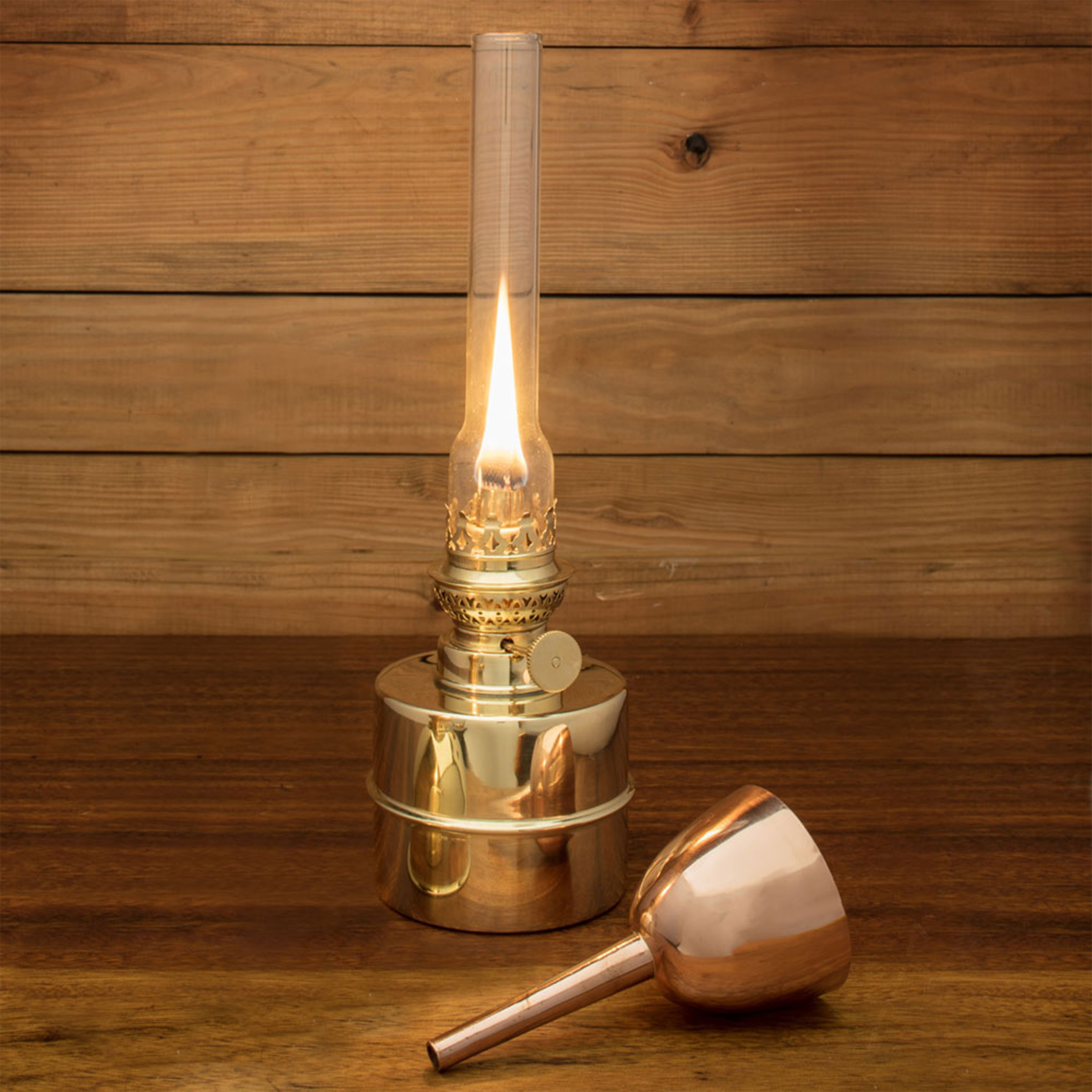 Kings County Tools 13” Tall Brass Oil Lamp - Extra-Bright Hurricane Lantern