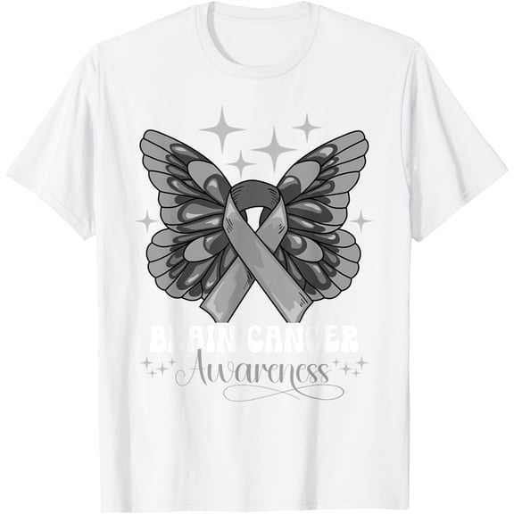 Brain Cancer Awareness T-Shirt men and women can wear, black, white, gifts