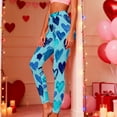 thumbnail image 2 of Ecqkame Women's Valentines Day Leggings Hearts Print Yoga Sports Fitness Pants Casual Hip Stretch Tight Pants Light Blue XXL, 2 of 9
