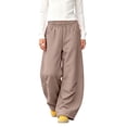 thumbnail image 3 of CPNG Girls Curved Barrel Sweatpants Solid Color Wide Leg Elastic High Waist Casual Pants Loose Street Style Jogger Pants, 3 of 9