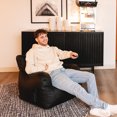 thumbnail image 5 of Big Joe Dorm Bean Bag Chair with Drink Holder and Pocket for Teens and Kids, Black Vegan Leather, 3 foot Gaming and Reading Nook Seat, Refillable, 5 of 8