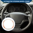 thumbnail image 2 of Unique Bargains Steering Wheel Cover Front for Car Vehicle Durable D Shape Leather 1 Pcs Beige Gray Orange, 2 of 6