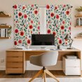 thumbnail image 4 of Watercolor Floral 2 Panel Kitchen Curtains for Windows, Spring Red Poppy Flower Botanical Beige Bathroom Privacy Curtain, Home Décor Window Treatment for Bedroom/Living Room 55"x45", 4 of 8