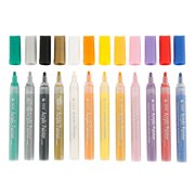 ODOMY 2 Set Washable Acrylic Paint Marker Pens Set Bright Neon and Metallic Colors 12 Colors-Pack