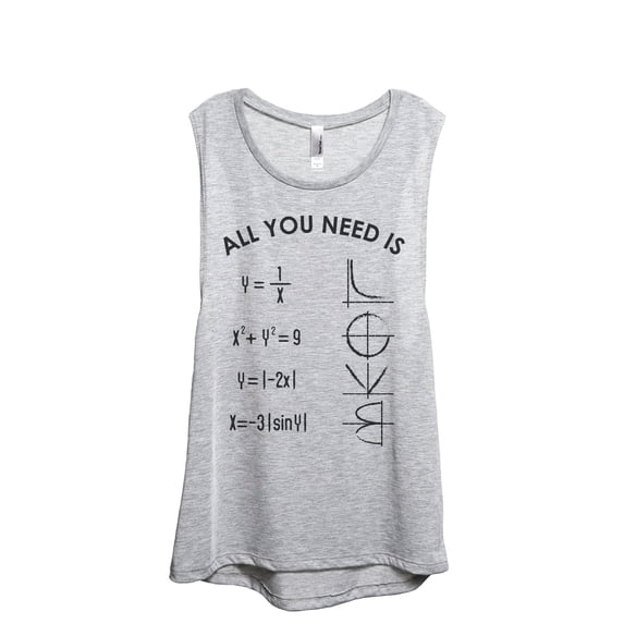 All You Need Is LOVE Math Women's Fashion Sleeveless Muscle Workout Yoga Tank Top Sport Grey X-Large