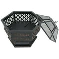 thumbnail image 3 of Wood Burning Fire Pit Hexagon 24 Inch - Steel Fireplace Bowl with Screen Cover for Outdoor Patio, Backyard, Heater - Bronze Finish, 3 of 8