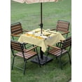 thumbnail image 3 of Outdoor Tablecloth with Umbrella Hole and Zipper, Yellow Bee Gnomes Square Table Cloth 54x54 Inch Waterproof Tablecloth, Spring Floral Daisy Farmhouse Picnic Table Cover for Patio Camping, 3 of 7