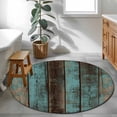 thumbnail image 3 of Teal Wood Grain 3FT Round Area Rugs for Living Room Farmhouse Board Retro Vintage Strip Ultra-Thin Non-Slip Round Rugs Machine Washable Low Pile Circle Carpet for Bedroom Kitchen Nursery, 3 of 9