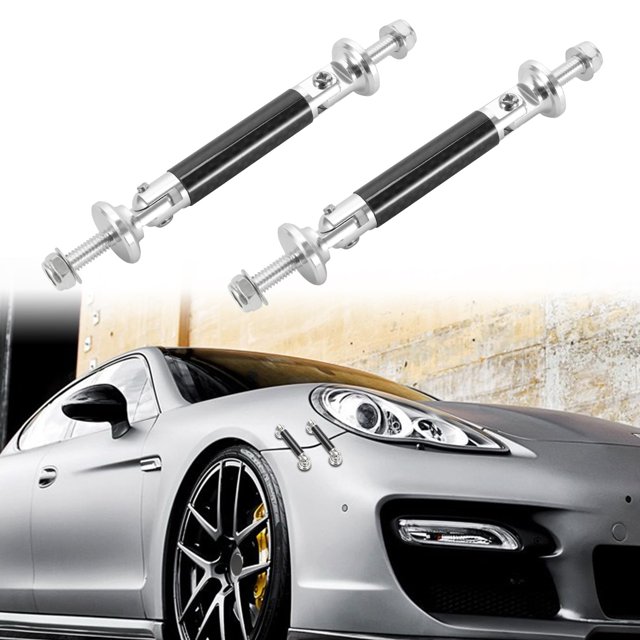 Tomall 2 Piezas 45 Mm Coche Ajustable Parachoques Delantero/Trasero Divisor De Labio Soporte Varilla De Puntal Fibra De Carbono Plata Universal Auto Parachoques Sujetadores Palanca (Fibra De Carbono P