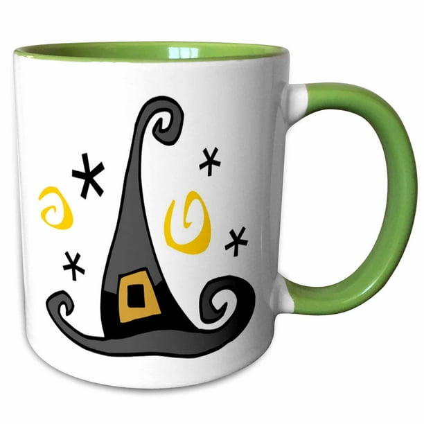 3dRose Halloween Cute Witches Hat Two Tone Green Mug, 11