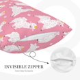 thumbnail image 2 of Plush Throw Pillow Covers, Happy Cute Alpaca Crown Pillow Cases with Invisible Zipper, Breathable Microfiber Pillow Cases Standard Size for Sleeping Bedroom Sofa Living Room 16x24, 2 of 5