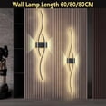 thumbnail image 2 of Lámpara de pared con tira de LED moderna, luz de control remoto de doble curva, decoración de mesita de noche, apliques de pared de oro negro, sala de estar, dormitorio, fijación LED, 2 of 5