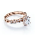 thumbnail image 3 of JeenMata 1.5 Carat Cushion cut Moissanite Halo Bridal Set in 18k Rose Gold Over Silver, 3 of 7