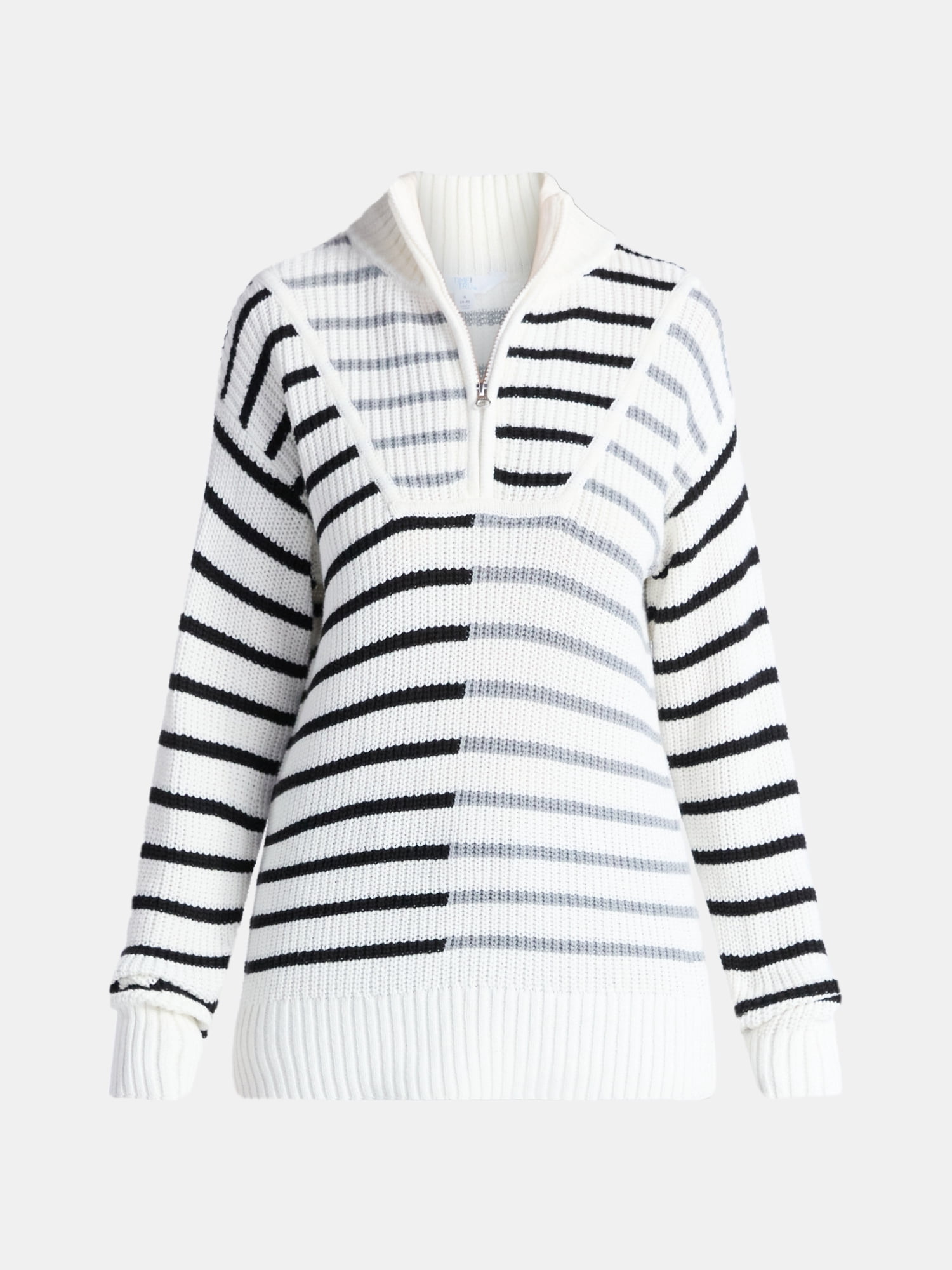 Time and Tru Women's Half Zip Pullover Sweater, Midweight, Sizes XS-XXXL