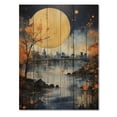 thumbnail image 3 of Designart "Yellow Bridge Abstracted Riverine Painting I" Cityscapes Print on Natural Pine Wood, 3 of 5
